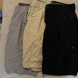 Men's Cargo Shorts - Black, Khaki, Gray